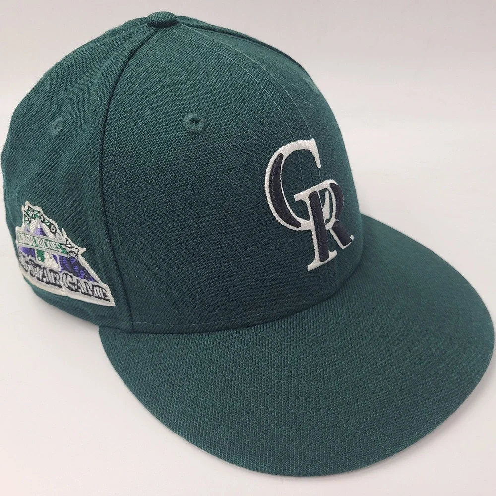 Colorado Rockies Hat Fitted 7 5/8 New Era 59Fifty Green 1998 All Star Game Patch